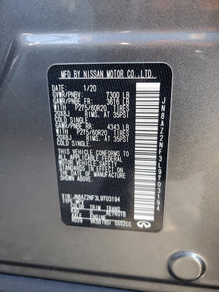 2020 Infiniti QX80 VIN JN8AZ2NF3L9703194 Copart auction photo, all over / minor dent/scratches damage thumbnail 13