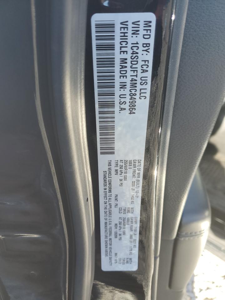 2021 Dodge Durango VIN 1C4SDJFT4MC849864 Copart auction photo, front end damage thumbnail 14