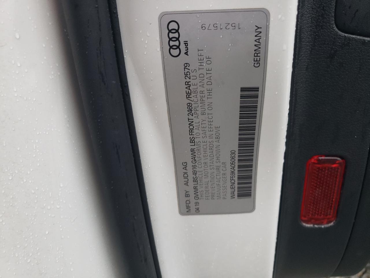 2019 Audi A5 VIN WAUENCF59KA050630 Copart auction photo, rear end / minor dent/scratches damage thumbnail 12