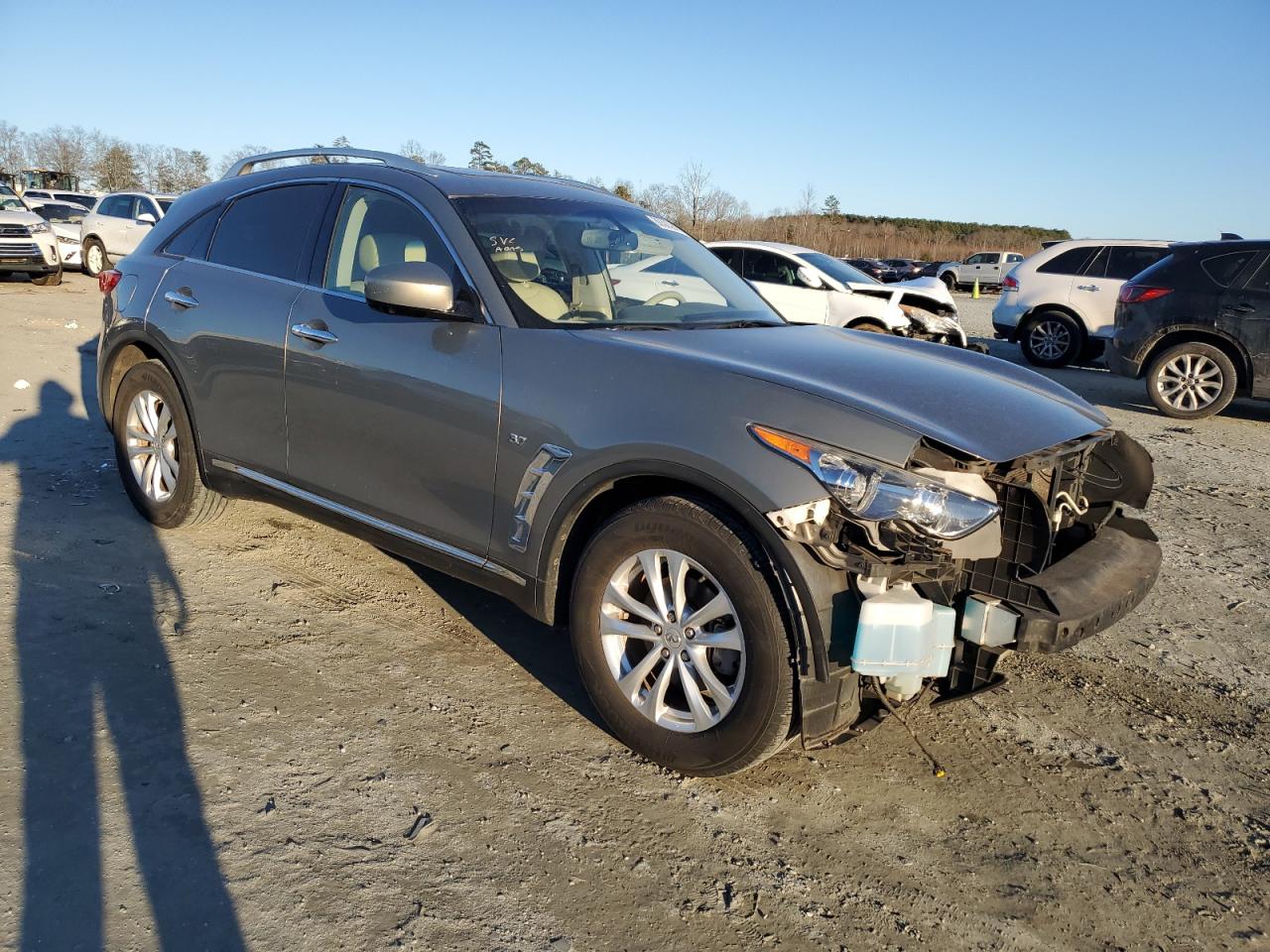 2014 Infiniti QX70 VIN JN8CS1MU8EM451000 Copart auction photo, front end damage thumbnail 4