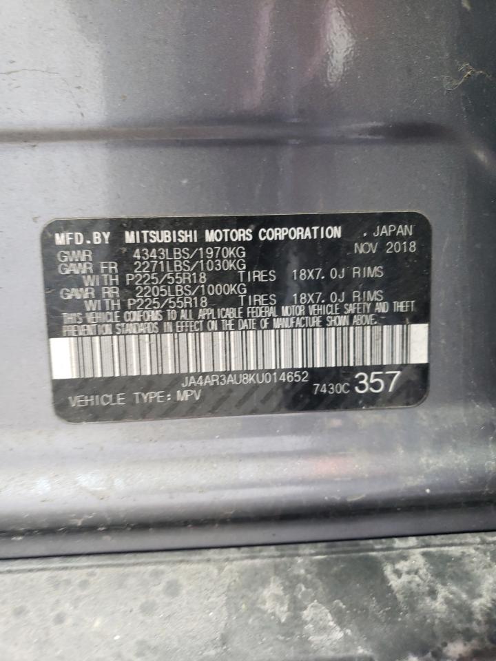 2019 Mitsubishi Outlander VIN JA4AR3AU8KU014652 Copart auction photo, front end damage thumbnail 13