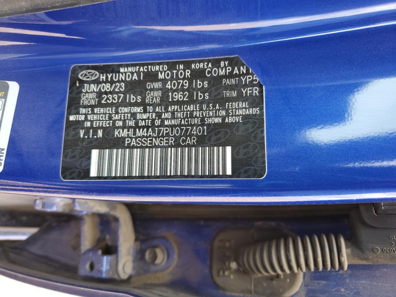 2023 Hyundai Elantra VIN KMHLM4AJ7PU077401 Copart auction photo, front end damage thumbnail 12