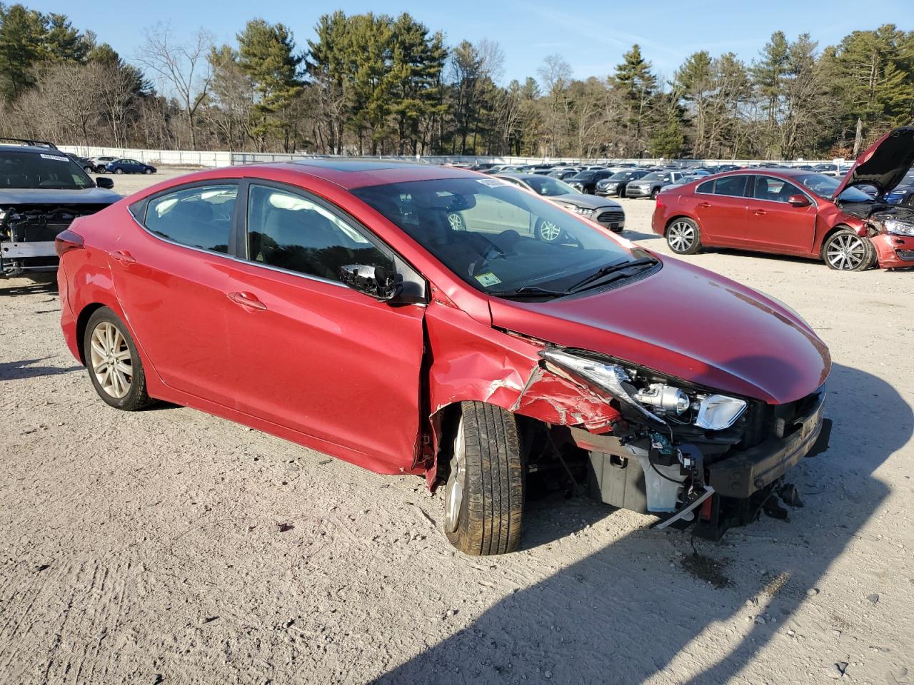 2015 Hyundai Elantra VIN KMHDH4AE5FU380803 Copart auction photo, front end / side damage thumbnail 4