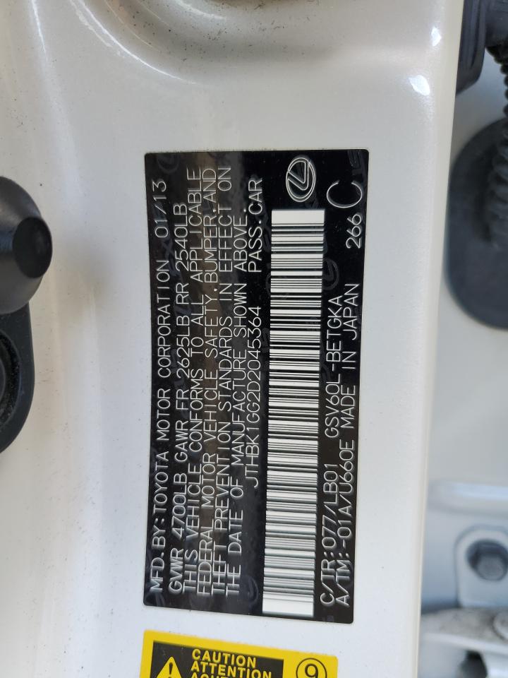 2013 Lexus ES VIN JTHBK1GG2D2045364 Copart auction photo, front end / rear end damage thumbnail 13
