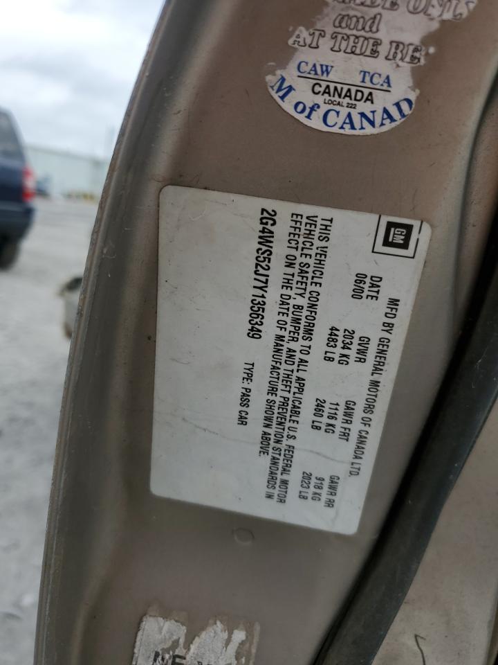 2000 Buick Century VIN 2G4WS52J7Y1356349 Copart auction photo, front end damage thumbnail 14