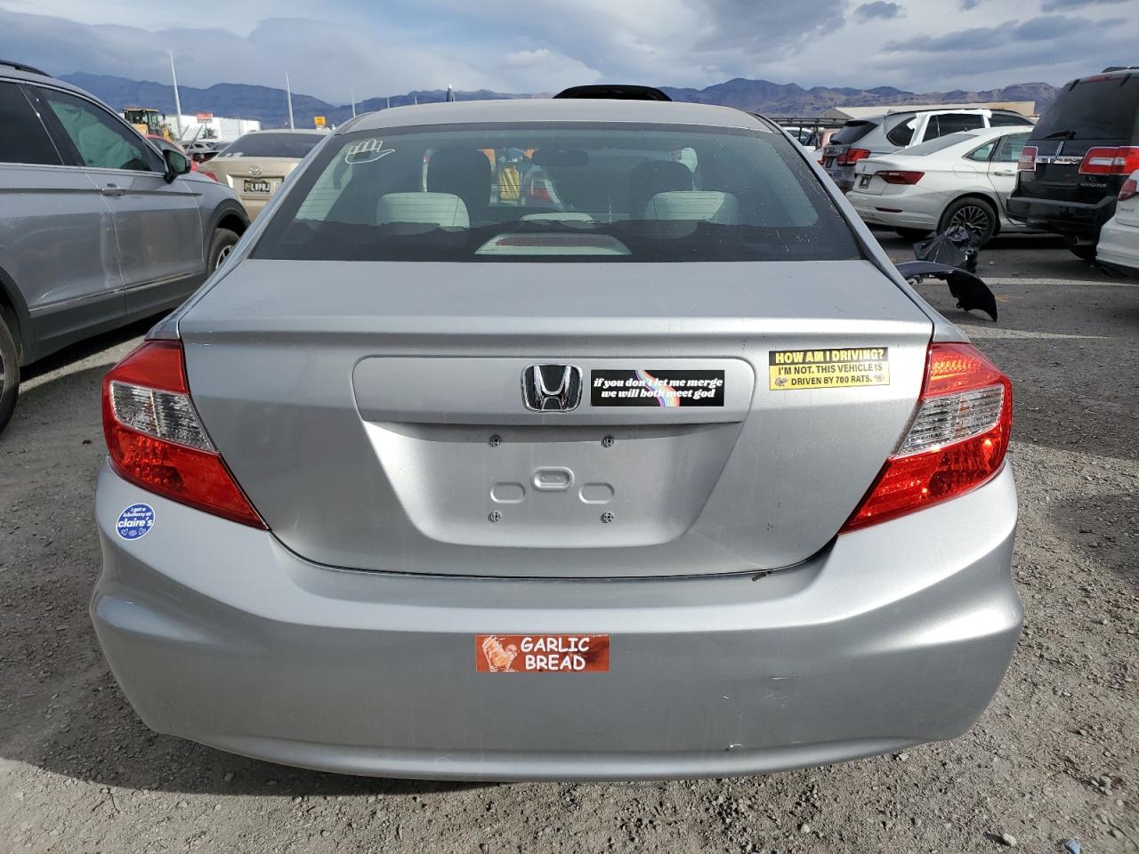 2012 Honda Civic VIN 2HGFB2F52CH318304 Copart auction photo, rear end / side damage thumbnail 6