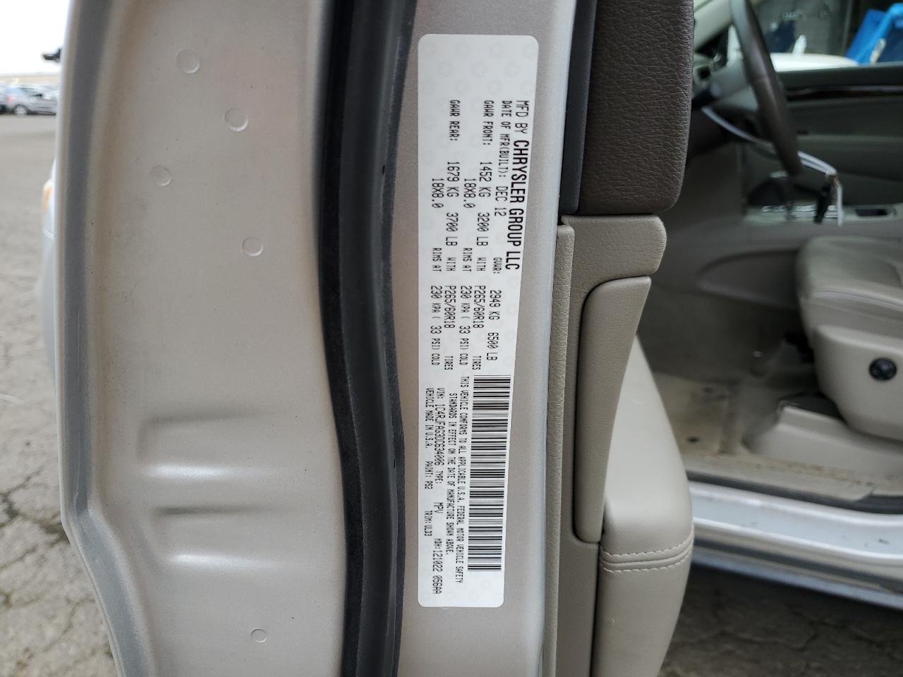 2013 Jeep Grand Cherokee VIN 1C4RJFAG3DC634006 Copart auction photo, undercarriage damage thumbnail 12