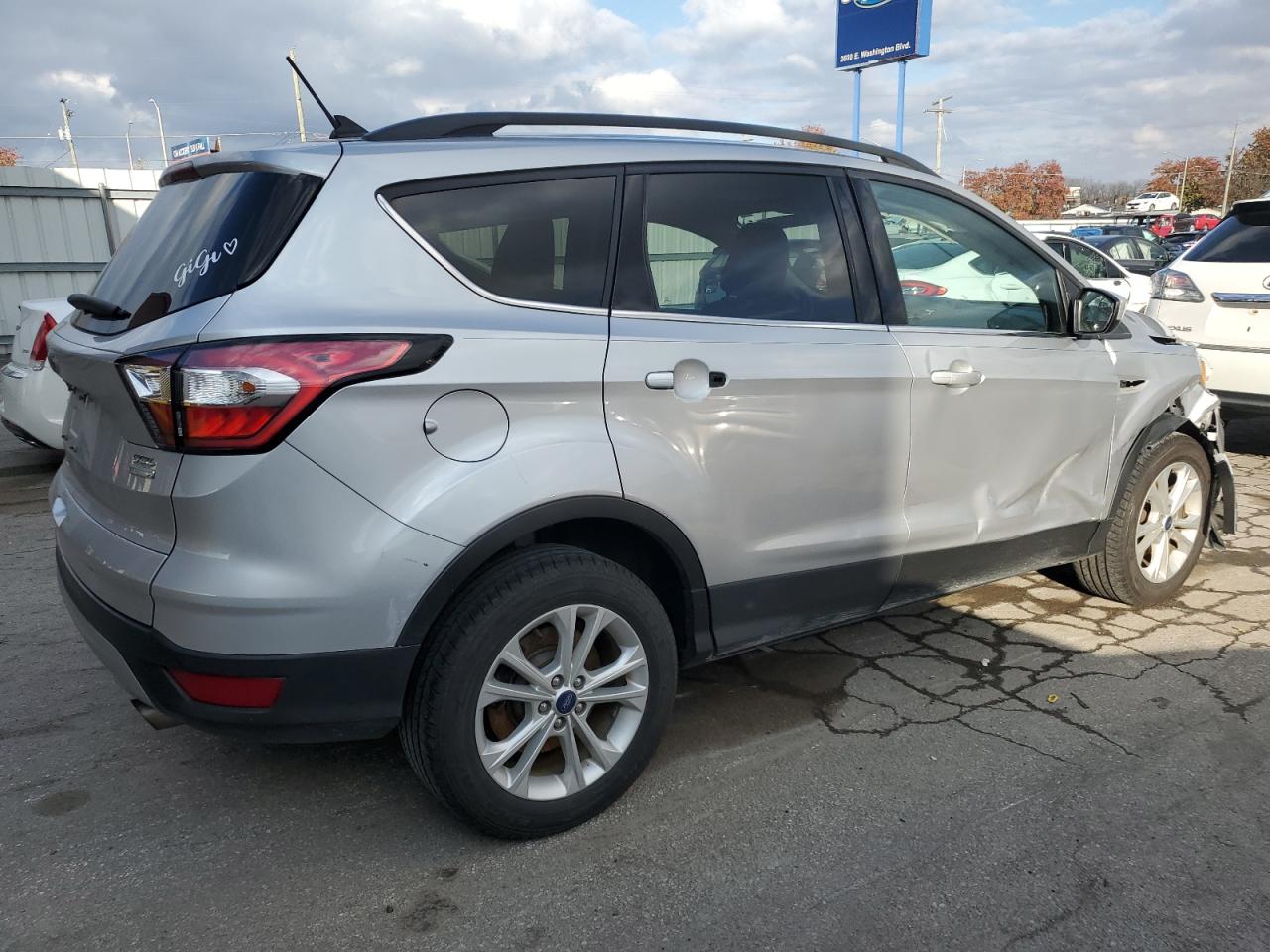 2018 Ford Escape VIN 1FMCU0HD5JUA52559 Copart auction photo, front end / side damage thumbnail 3