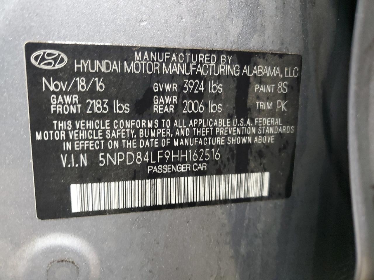 2017 Hyundai Elantra VIN 5NPD84LF9HH162516 Copart auction photo, front end damage thumbnail 12
