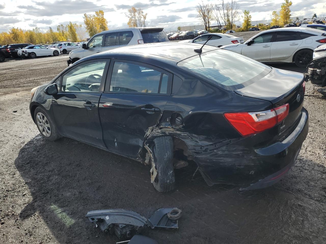 2013 KIA Rio VIN KNADM4A32D6219256 Copart auction photo, rear end / side damage thumbnail 2