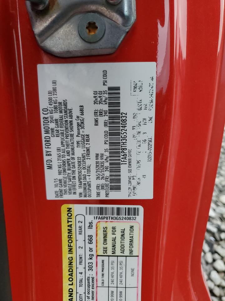 2016 Ford Mustang VIN 1FA6P8TH3G5240832 Copart auction photo, rear end damage thumbnail 12