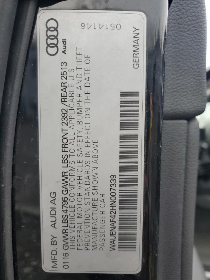 2017 Audi A4 VIN WAUENAF42HN007339 Copart auction photo, front end / rear end damage thumbnail 12