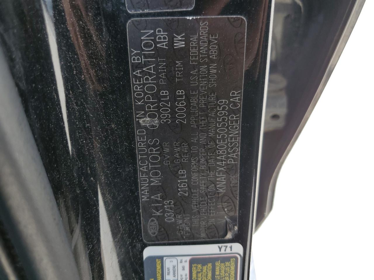 2014 KIA Forte VIN KNAFX4A80E5055959 Copart auction photo, mechanical / front end damage thumbnail 12