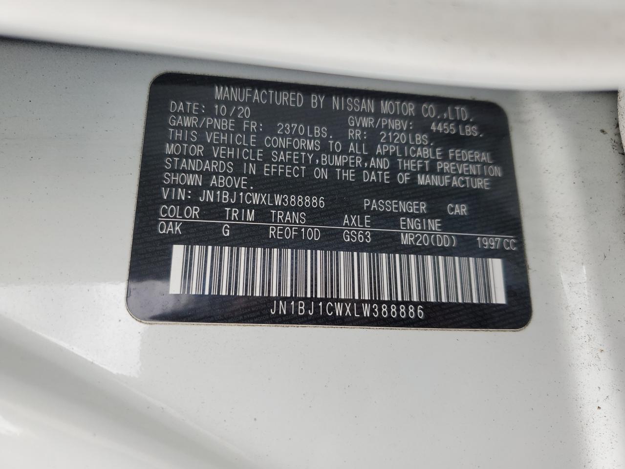2020 Nissan Rogue VIN JN1BJ1CWXLW388886 Copart auction photo, front end damage thumbnail 13