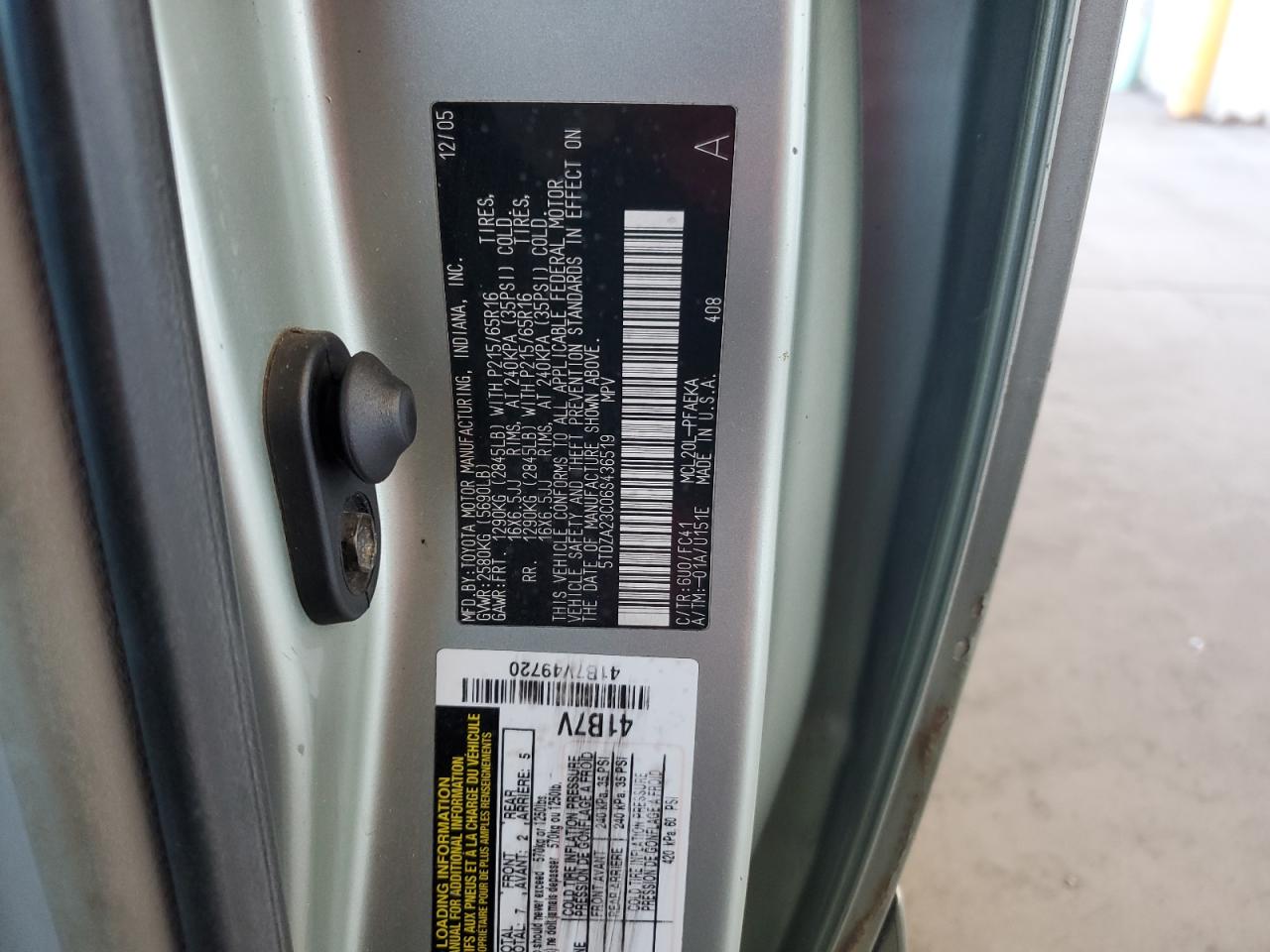 2006 Toyota Sienna VIN 5TDZA23C06S436519 Copart auction photo, front end damage thumbnail 14