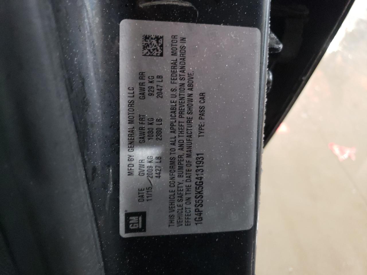 2016 Buick Verano VIN 1G4PS5SK5G4131931 Copart auction photo, front end damage thumbnail 12