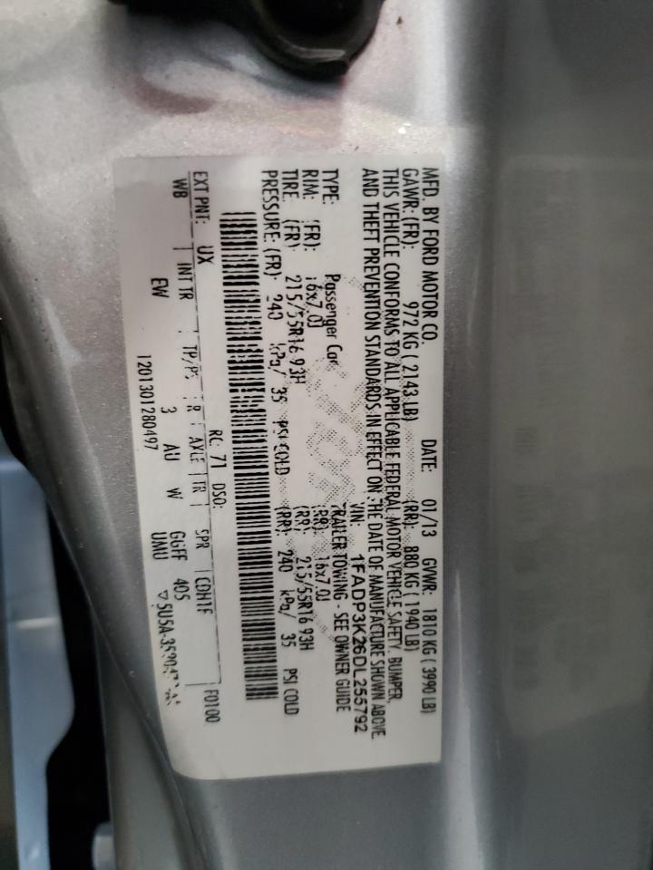 2013 Ford Focus VIN 1FADP3K26DL255792 Copart auction photo, mechanical / minor dent/scratches damage thumbnail 12
