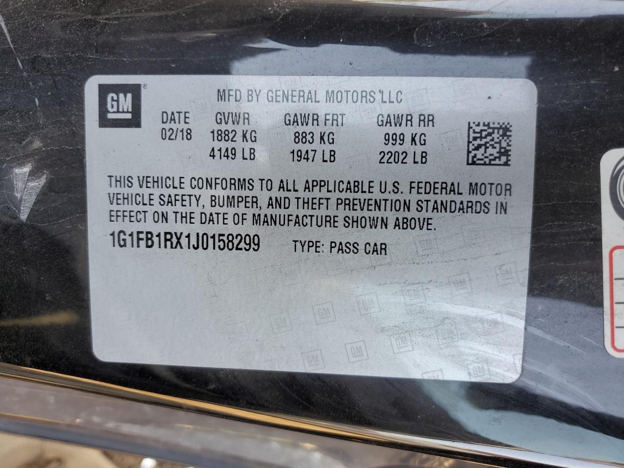 2018 Chevrolet Camaro VIN 1G1FB1RX1J0158299 Copart auction photo, front end damage thumbnail 14