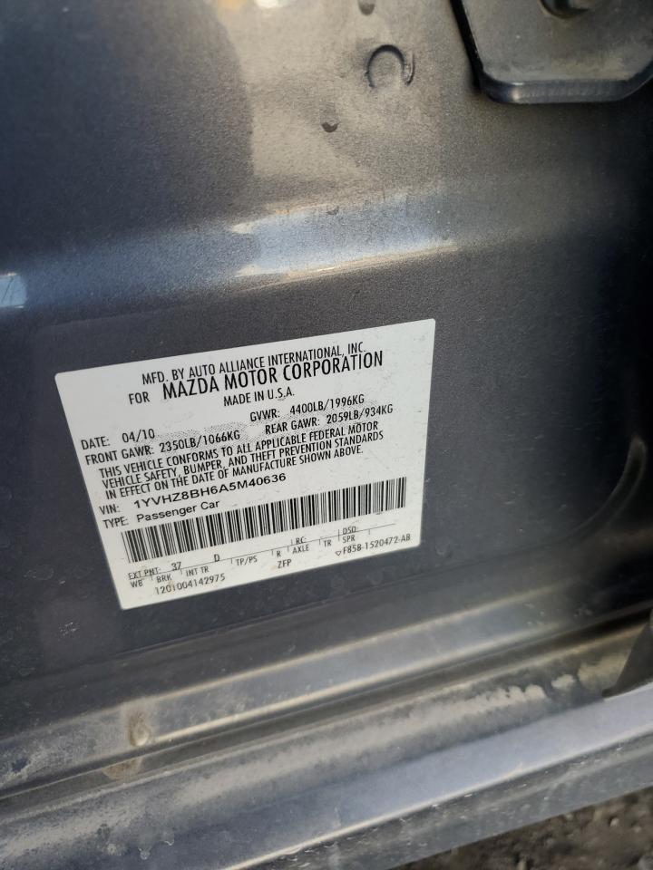 2010 Mazda 6 VIN 1YVHZ8BH6A5M40636 Copart auction photo, rear end damage thumbnail 14