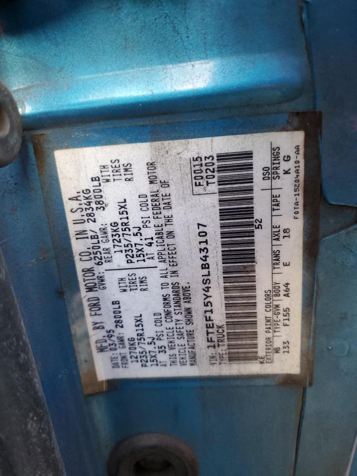 1995 Ford F-150 VIN 1FTEF15Y4SLB43107 Copart auction photo, front end damage thumbnail 12