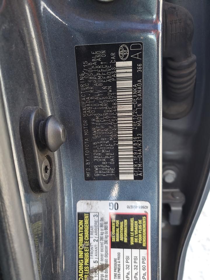 2015 Toyota Corolla VIN 2T1BURHE5FC468371 Copart auction photo, front end / undercarriage damage thumbnail 13