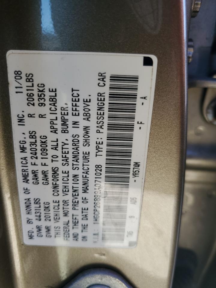 2009 Honda Accord VIN 1HGCP26899A071028 Copart auction photo, side / minor dent/scratches damage thumbnail 12