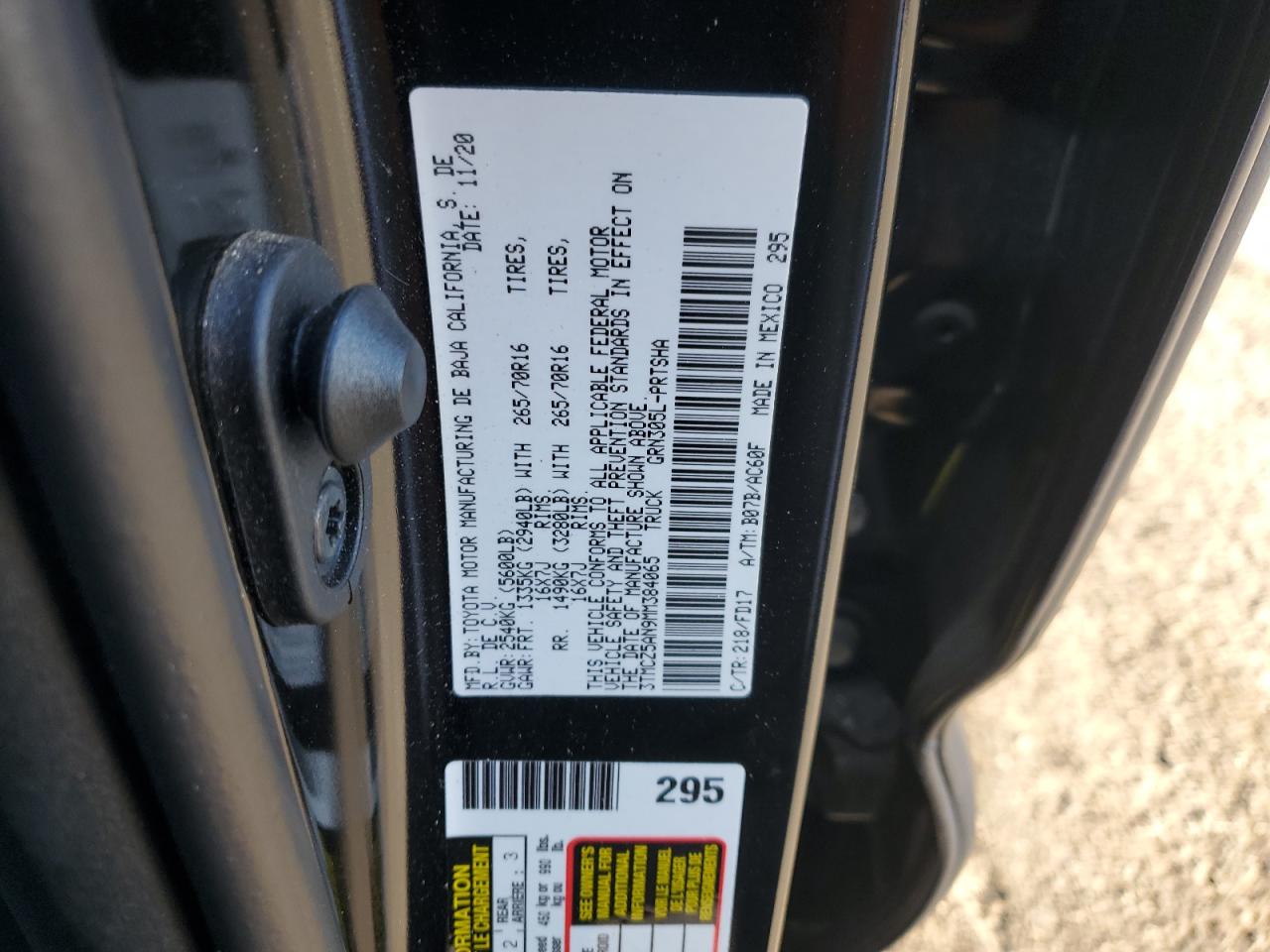 2021 Toyota Tacoma VIN 3TMCZ5AN9MM384065 Copart auction photo, minor dent/scratches damage thumbnail 12