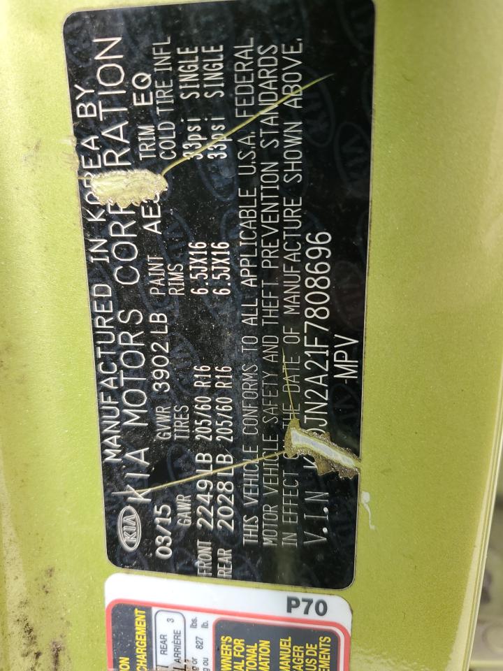 2015 KIA Soul VIN KNDJN2A21F7808696 Copart auction photo, vandalism / all over damage thumbnail 13