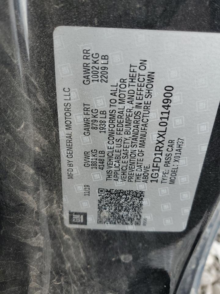 2020 Chevrolet Camaro VIN 1G1FD1RXXL0114900 Copart auction photo, front end damage thumbnail 12