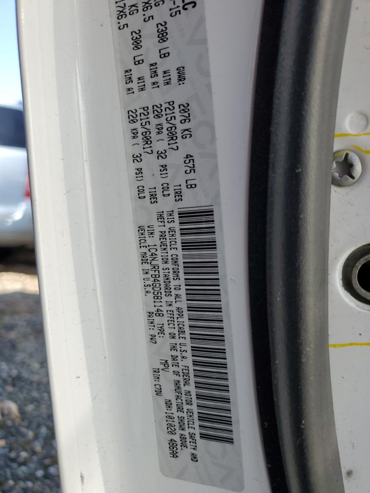 2016 Jeep Liberty (Patriot) VIN 1C4NJRFB4GD581148 Copart auction photo, side damage thumbnail 13
