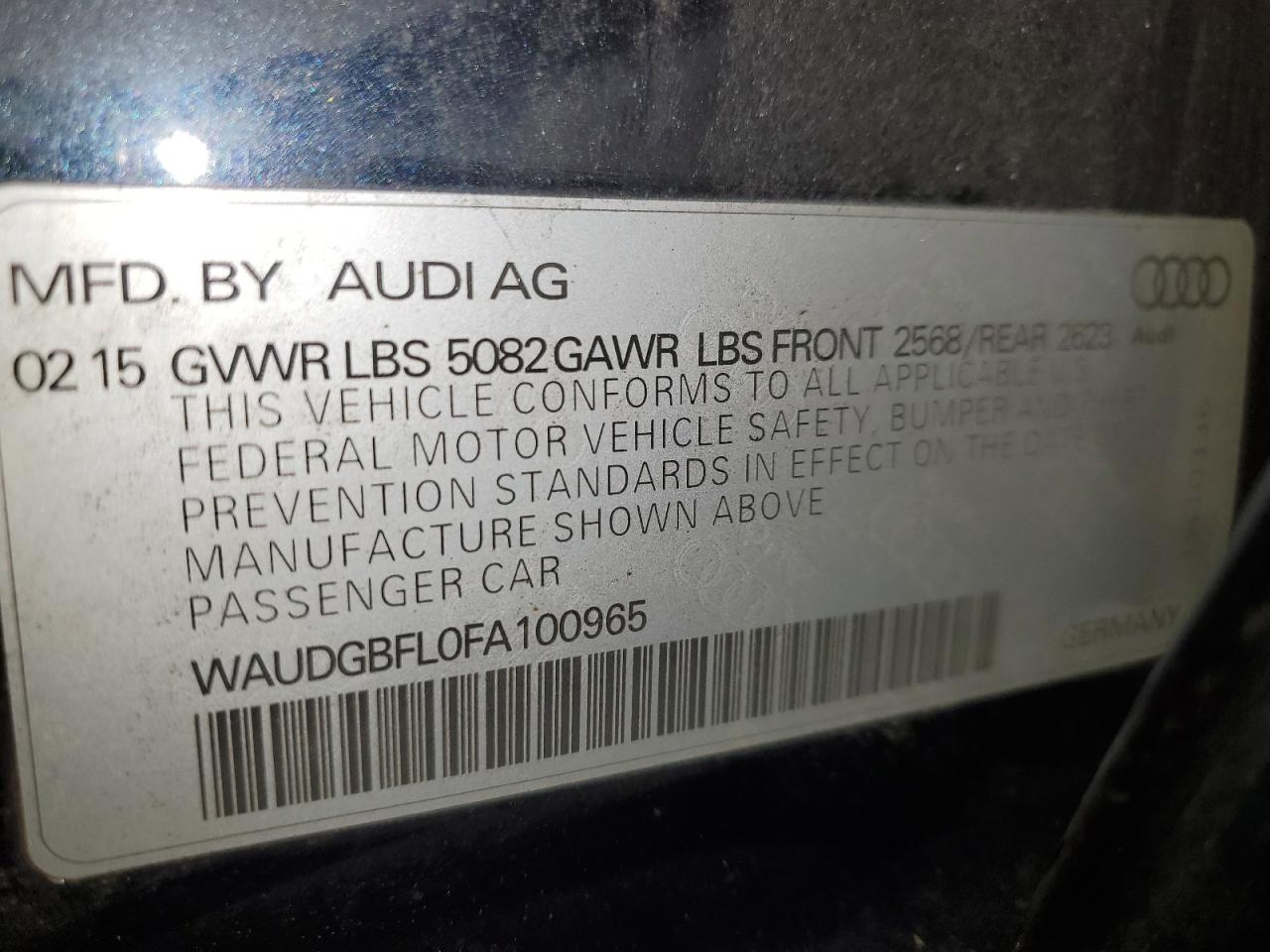 2015 Audi RS4 VIN WAUDGBFL0FA100965 Copart auction photo, front end / rear end damage thumbnail 12