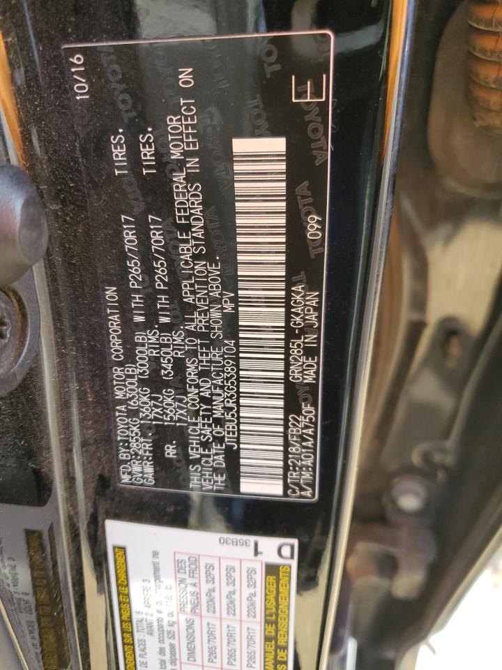 2016 Toyota 4Runner VIN JTEBU5JR3G5389104 Copart auction photo, hail damage thumbnail 13