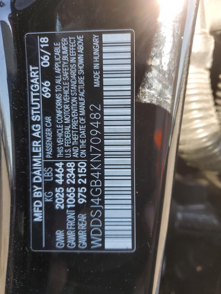 2019 Mercedes-Benz CLA-klasse VIN WDDSJ4GB4KN709482 Copart auction photo, side / minor dent/scratches damage thumbnail 12