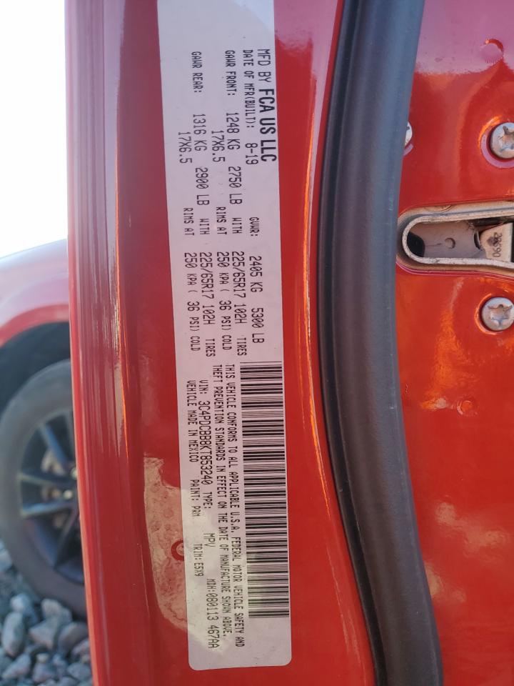 2019 Dodge Journey VIN 3C4PDCBB8KT853240 Copart auction photo, front end / mechanical damage thumbnail 13