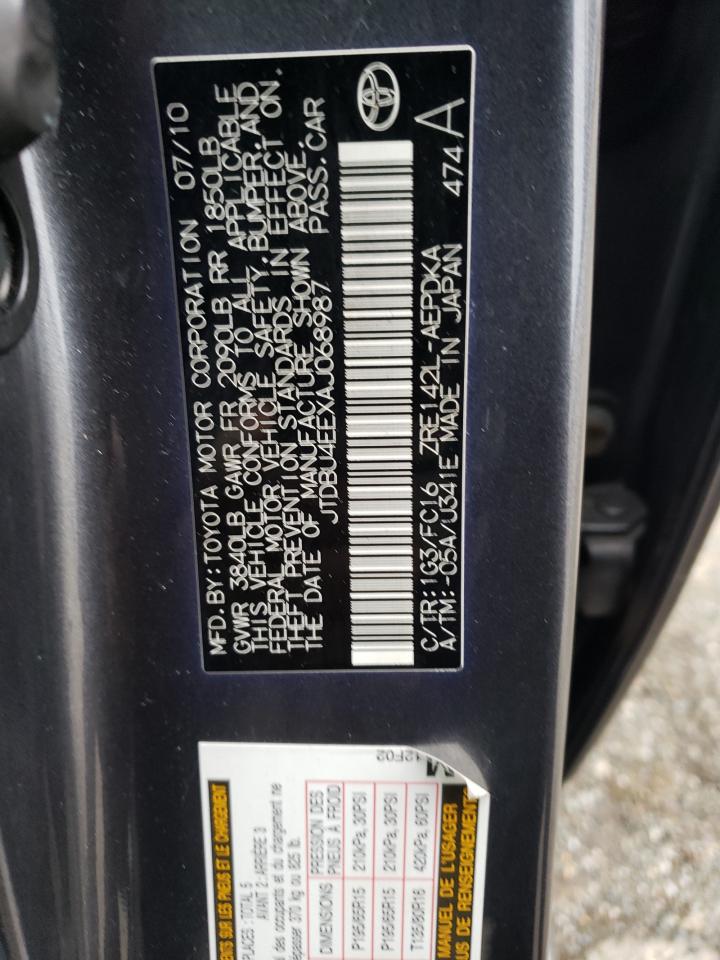 2010 Toyota Corolla VIN JTDBU4EEXAJ068987 Copart auction photo, front end damage thumbnail 15