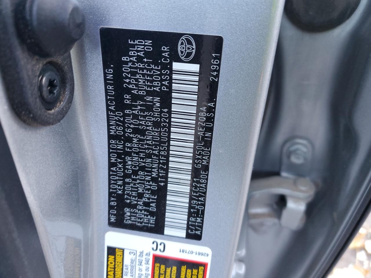 2020 Toyota Avalon VIN 4T1FZ1FB5LU053204 Copart auction photo, rear end damage thumbnail 13