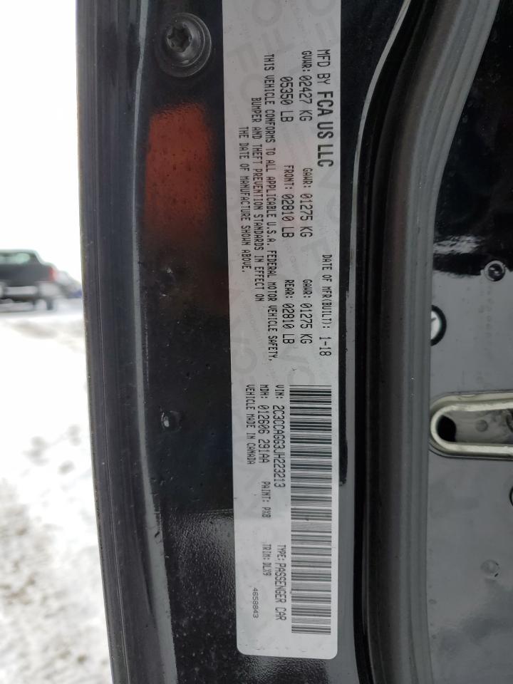 2018 Chrysler 300 VIN 2C3CCAGG3JH223213 Copart auction photo, front end damage thumbnail 15