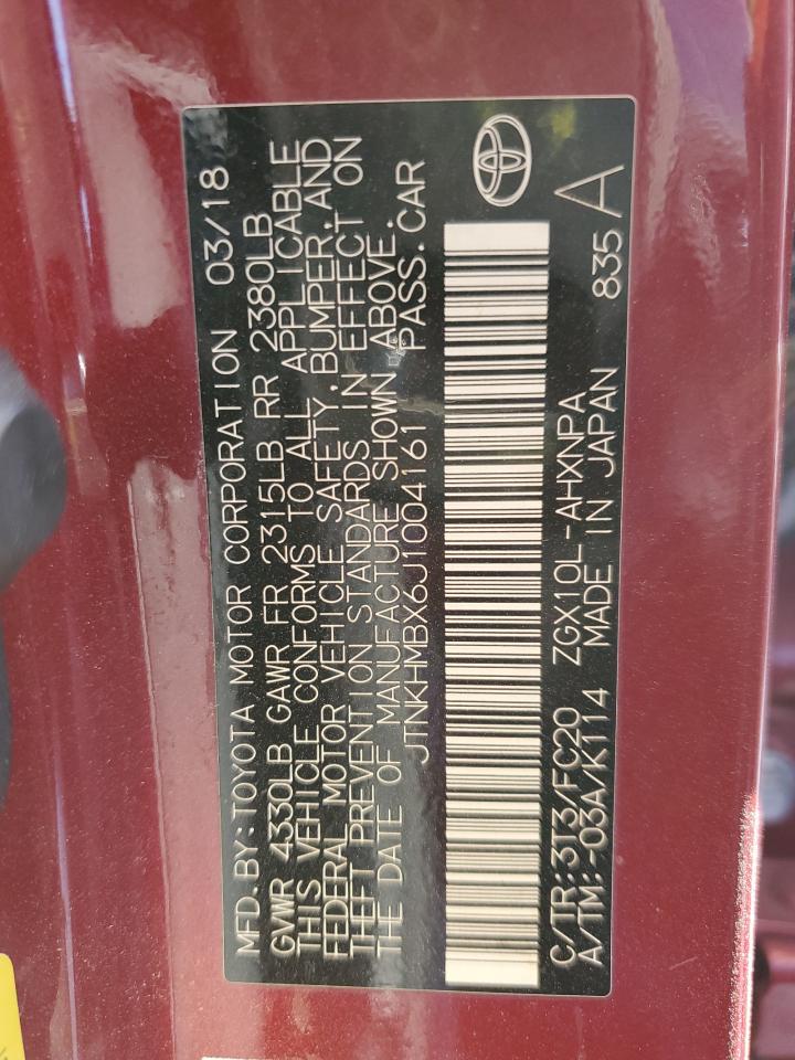 2018 Toyota C-HR VIN JTNKHMBX6J1004161 Copart auction photo, front end / minor dent/scratches damage thumbnail 13