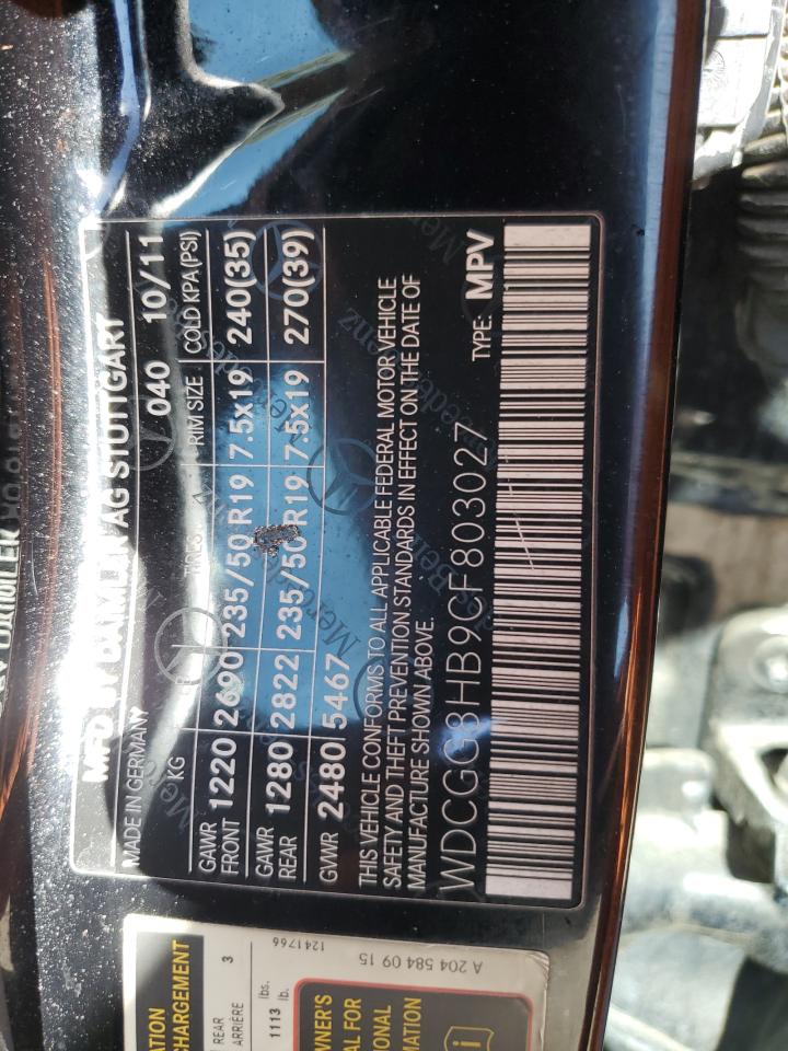 2012 Mercedes-Benz GLK-klasse VIN WDCGG8HB9CF803027 Copart auction photo, front end damage thumbnail 15