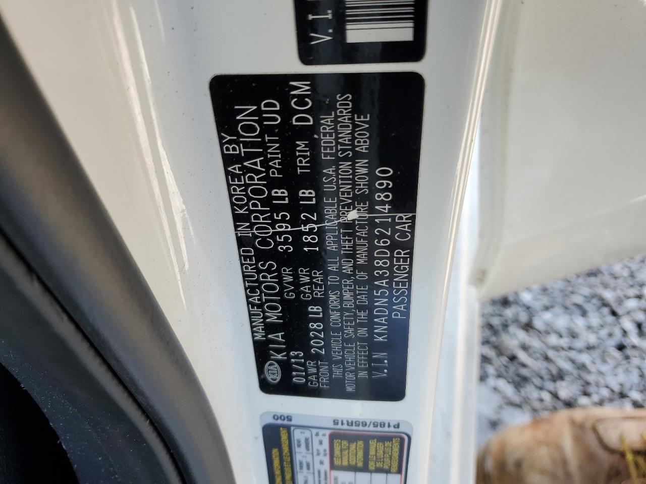 2013 KIA Rio VIN KNADN5A38D6214890 Copart auction photo, front end / mechanical damage thumbnail 14