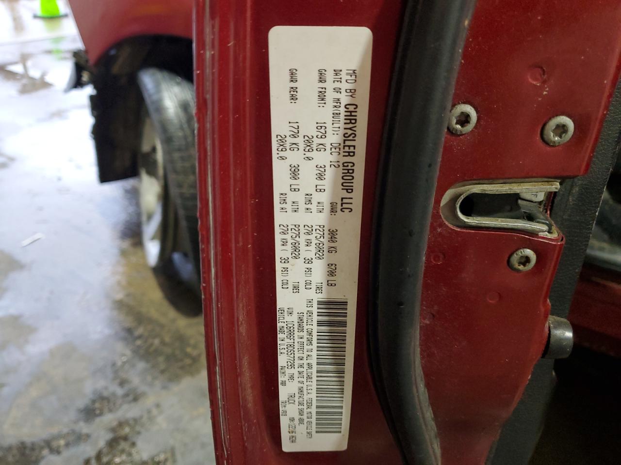 2013 RAM 1500 VIN 1C6RR6FT8DS577295 Copart auction photo, all over damage thumbnail 14