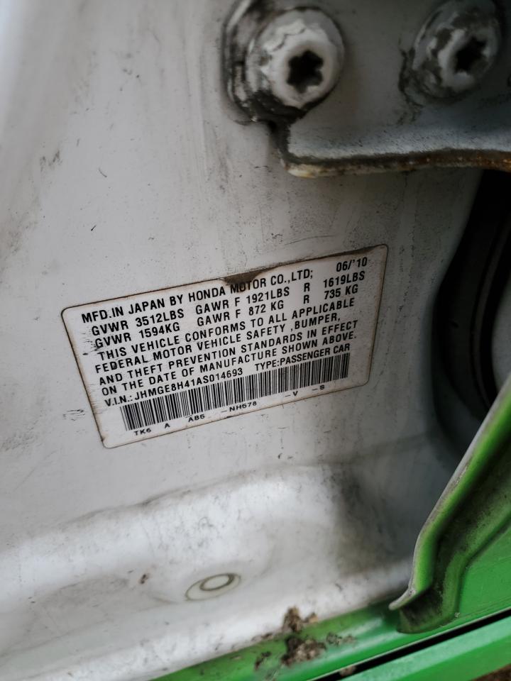 2010 Honda Fit VIN JHMGE8H41AS014693 Copart auction photo, minor dent/scratches damage thumbnail 12