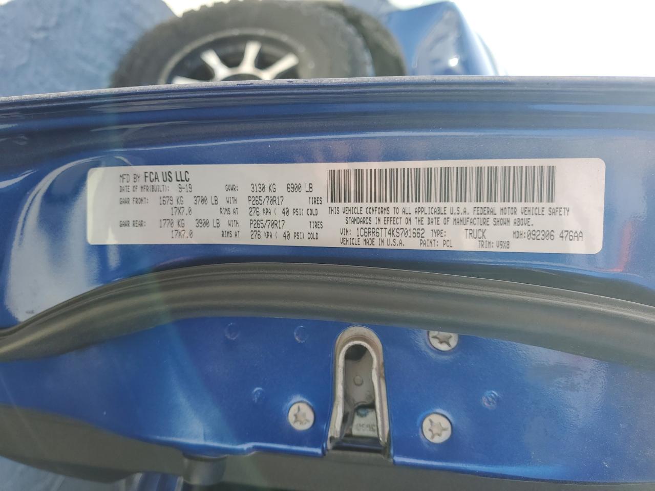 2019 RAM 1500 VIN 1C6RR6TT4KS701662 Copart auction photo, side damage thumbnail 12