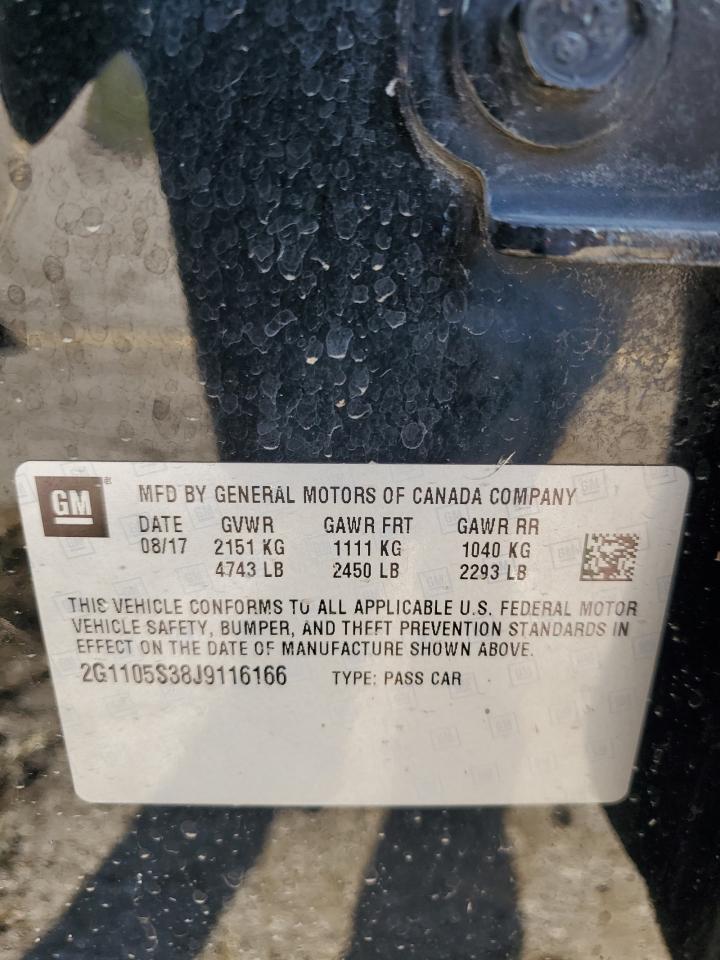 2018 Chevrolet Impala VIN 2G1105S38J9116166 Copart auction photo, rollover damage thumbnail 12