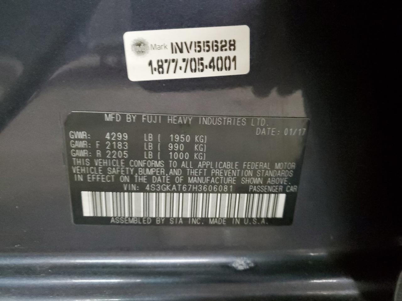 2017 Subaru Impreza VIN 4S3GKAT67H3606081 Copart auction photo, all over damage thumbnail 12