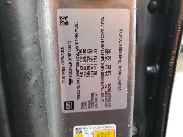 2022 Chevrolet Suburban VIN 1GNSKEKD7NR282972 Copart auction photo, all over damage thumbnail 14