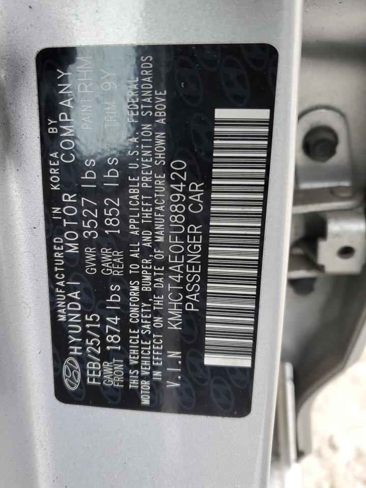 2015 Hyundai Accent VIN KMHCT4AE0FU889420 Copart auction photo, front end / side damage thumbnail 12