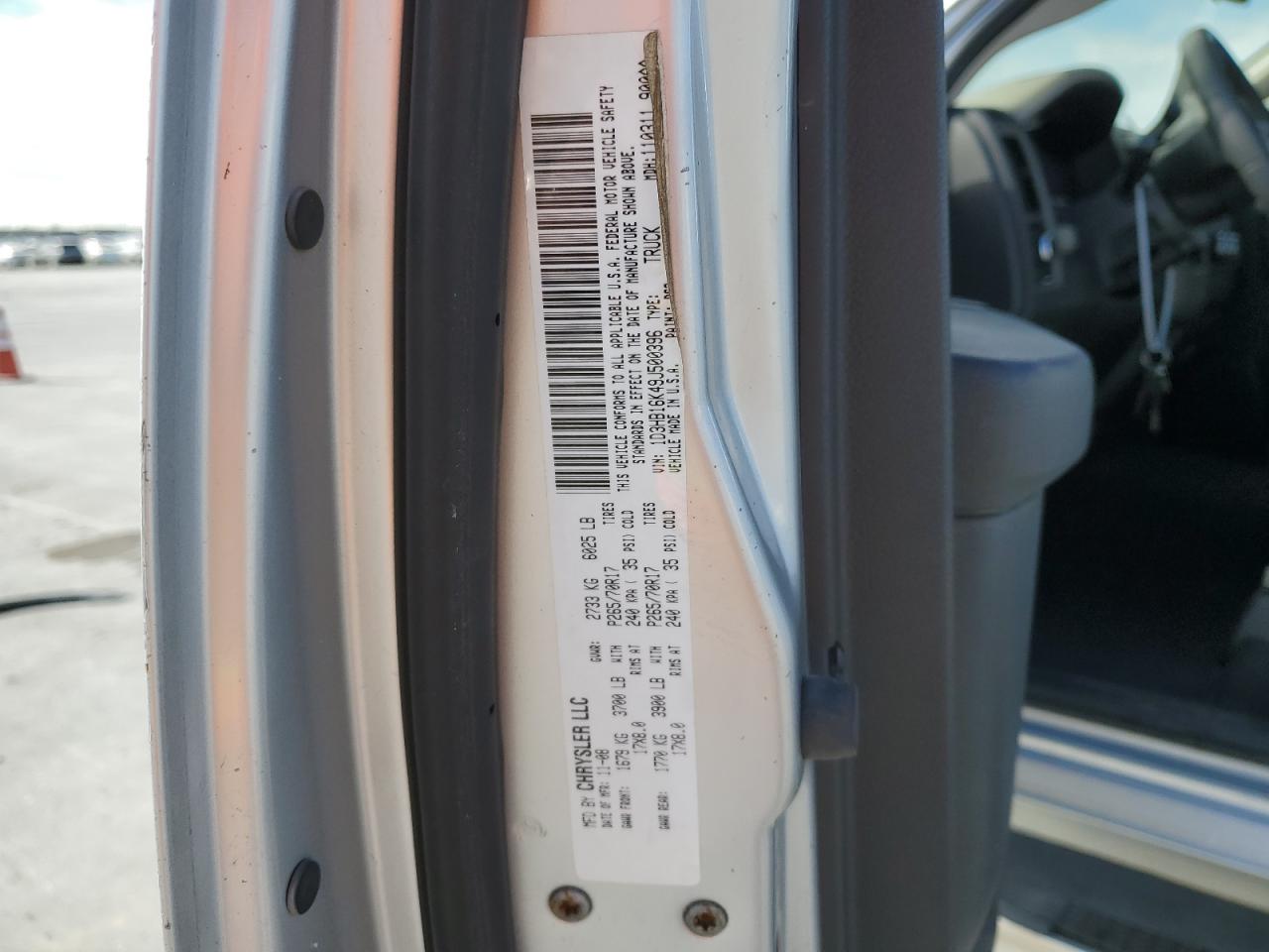 2009 Dodge RAM VIN 1D3HB16K49J500396 Copart auction photo, mechanical damage thumbnail 12
