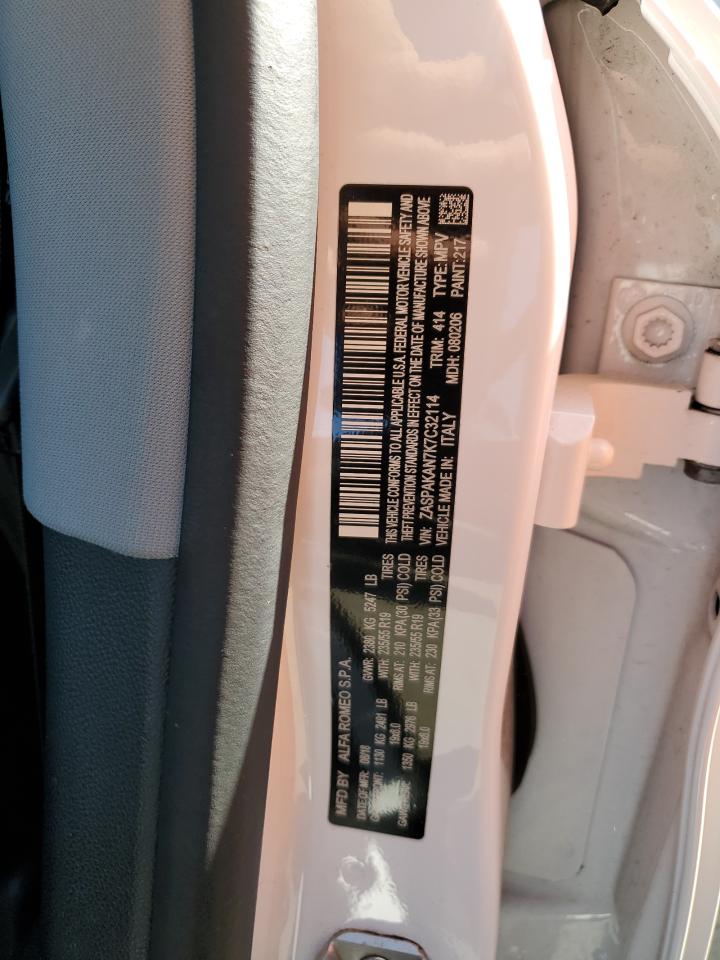2019 Alfa Romeo Stelvio VIN ZASPAKAN7K7C32114 Copart auction photo, all over / rear end damage thumbnail 14