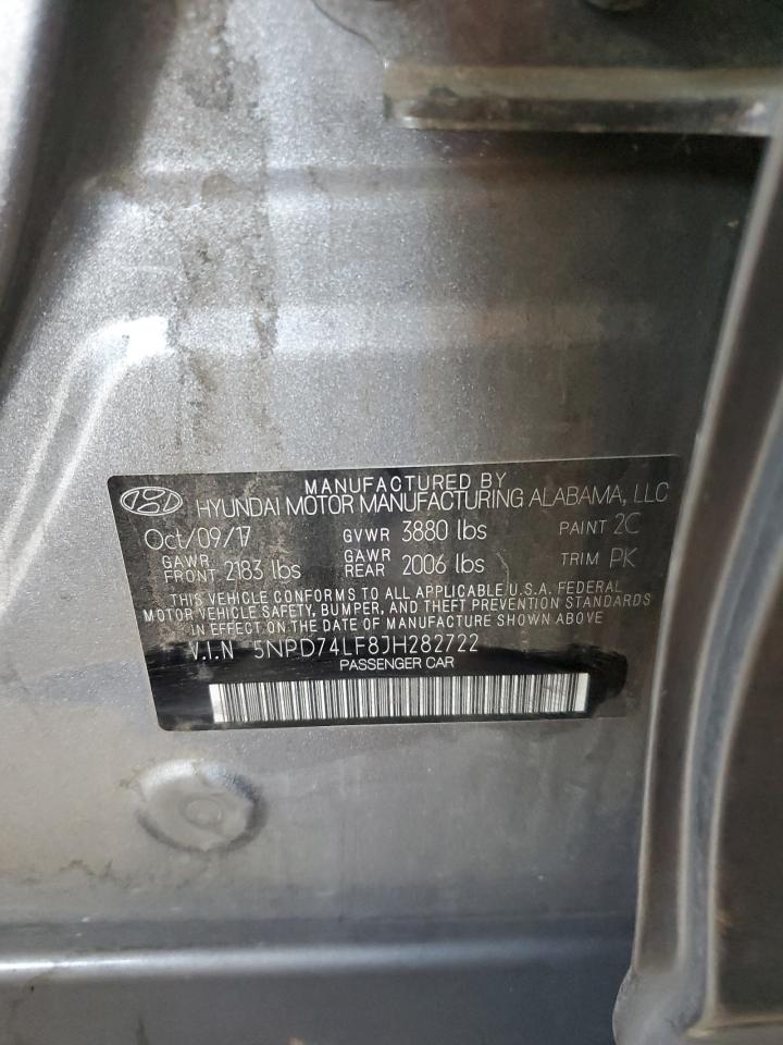 2018 Hyundai Elantra VIN 5NPD74LF8JH282722 Copart auction photo, front end damage thumbnail 13